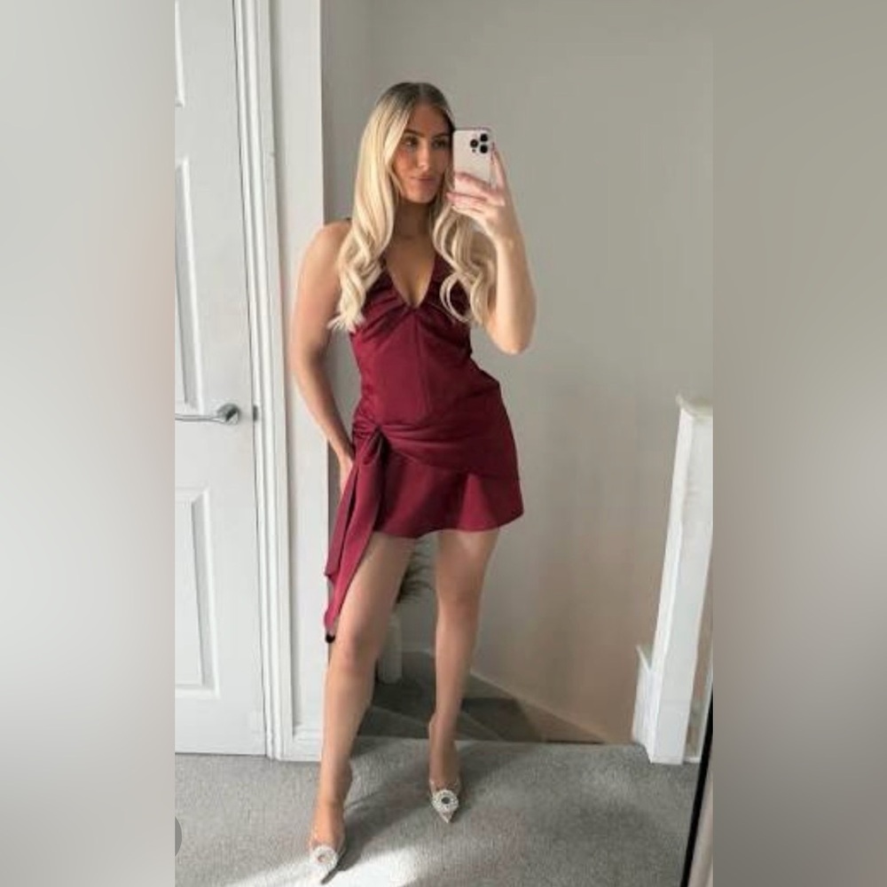 🔥🔥Zara Halter Mini Dress with Side Tie